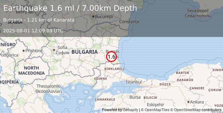 Earthquake BULGARIA (1.6 ml) (2025-08-01 12:09:09 UTC)