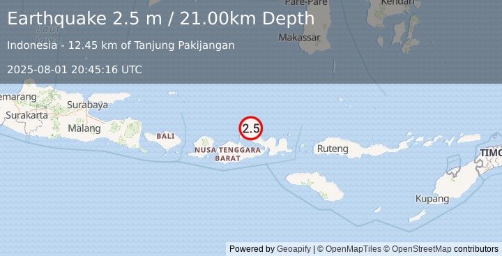 Earthquake BALI SEA (2.5 m) (2025-08-01 20:45:16 UTC)