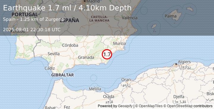 Earthquake SPAIN (1.7 ml) (2025-08-01 22:30:18 UTC)