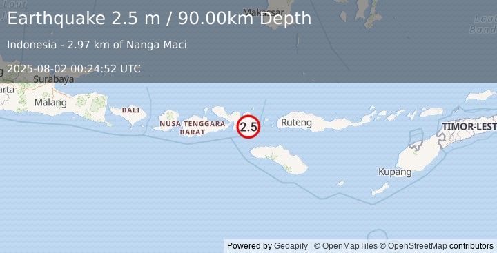 Earthquake SUMBAWA REGION, INDONESIA (2.5 m) (2025-08-02 00:24:52 UTC)