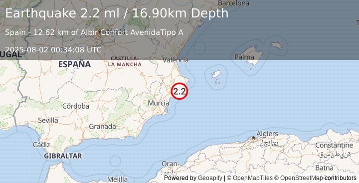 Earthquake SPAIN (2.2 ml) (2025-08-02 00:34:08 UTC)