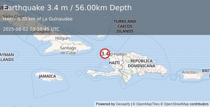 Earthquake HAITI REGION (3.4 m) (2025-08-02 03:10:45 UTC)