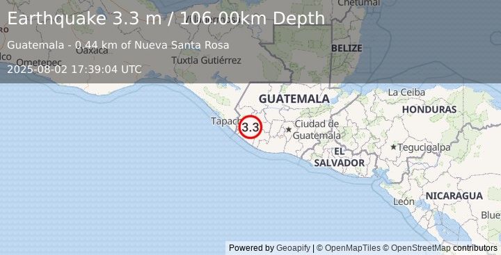 Earthquake GUATEMALA (3.2 m) (2025-08-02 17:39:03 UTC)
