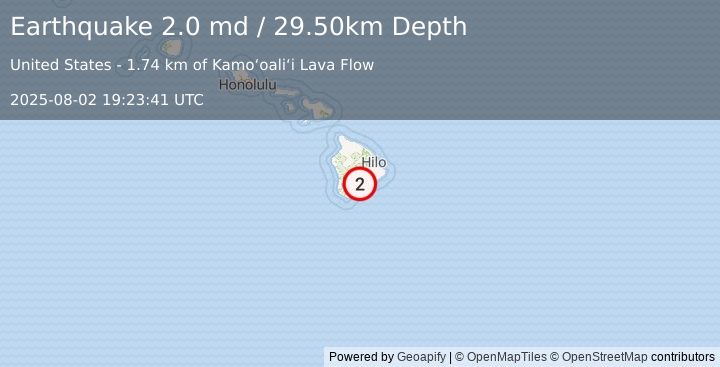 Earthquake ISLAND OF HAWAII, HAWAII (2.0 md) (2025-08-02 19:23:41 UTC)