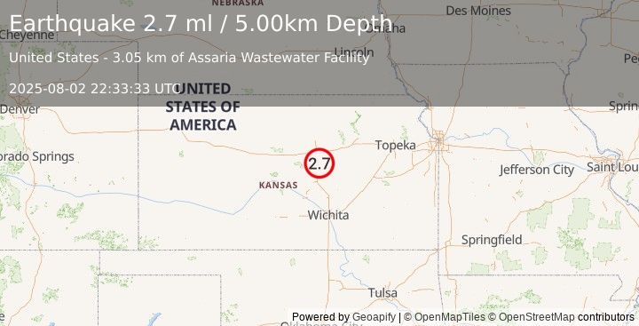 Earthquake KANSAS (2.7 ml) (2025-08-02 22:33:33 UTC)