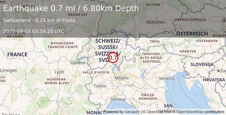 Earthquake SWITZERLAND (0.7 ml) (2025-08-03 03:34:25 UTC)
