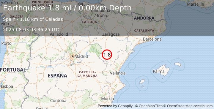 Earthquake SPAIN (1.8 ml) (2025-08-03 03:36:25 UTC)