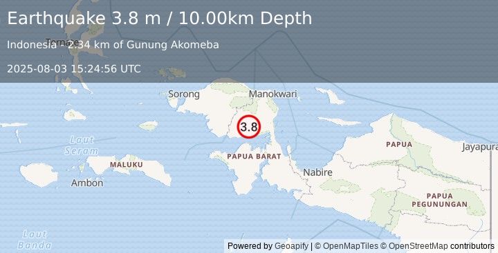 Earthquake PAPUA, INDONESIA (4.0 m) (2025-08-03 15:25:49 UTC)