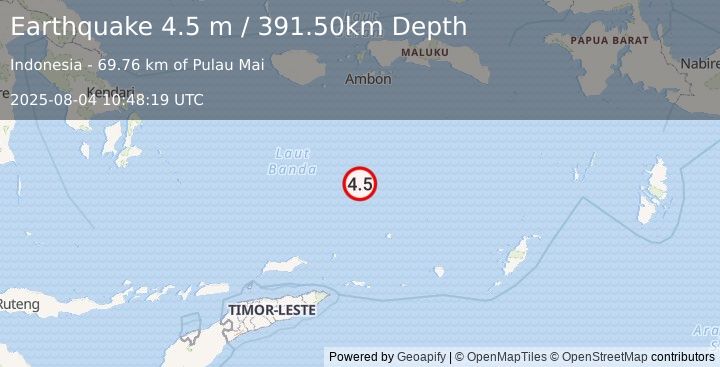 Earthquake BANDA SEA (4.5 m) (2025-08-04 10:48:19 UTC)