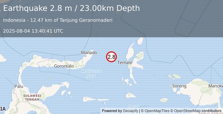 Earthquake MOLUCCA SEA (2.8 m) (2025-08-04 13:40:41 UTC)