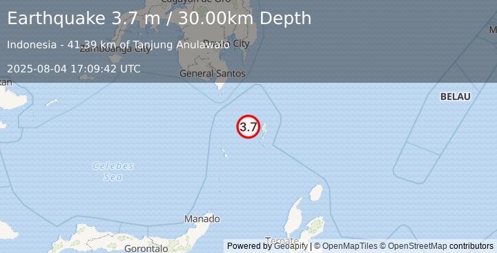 Earthquake KEPULAUAN TALAUD, INDONESIA (3.7 m) (2025-08-04 17:09:42 UTC)