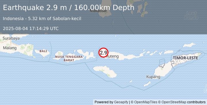 Earthquake FLORES REGION, INDONESIA (2.9 m) (2025-08-04 17:14:29 UTC)