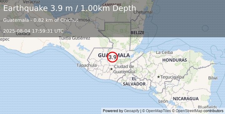 Earthquake GUATEMALA (3.9 m) (2025-08-04 17:59:31 UTC)