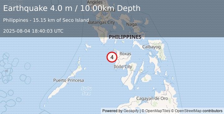 Earthquake PANAY, PHILIPPINES (4.0 m) (2025-08-04 18:40:03 UTC)