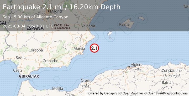 Earthquake SPAIN (2.1 ml) (2025-08-04 19:48:31 UTC)