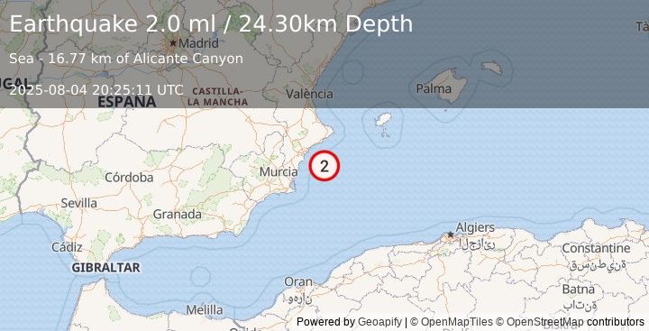 Earthquake SPAIN (2.0 ml) (2025-08-04 20:25:11 UTC)