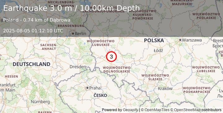 Earthquake POLAND (3.0 m) (2025-08-05 01:12:10 UTC)