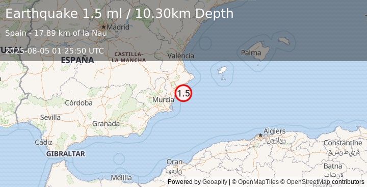 Earthquake SPAIN (1.5 ml) (2025-08-05 01:25:50 UTC)
