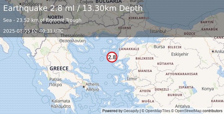 Earthquake AEGEAN SEA (2.8 ml) (2025-08-05 02:40:31 UTC)