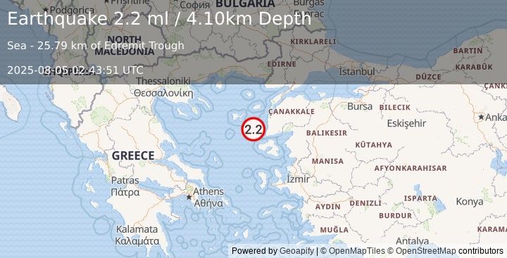 Earthquake AEGEAN SEA (2.1 ml) (2025-08-05 02:43:52 UTC)