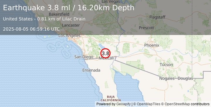 Earthquake SOUTHERN CALIFORNIA (3.9 mw) (2025-08-05 06:59:15 UTC)