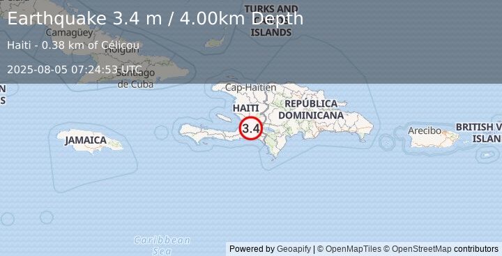 Earthquake HAITI REGION (3.4 m) (2025-08-05 07:24:53 UTC)