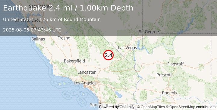 Earthquake SOUTHERN CALIFORNIA (2.4 ml) (2025-08-05 07:43:46 UTC)