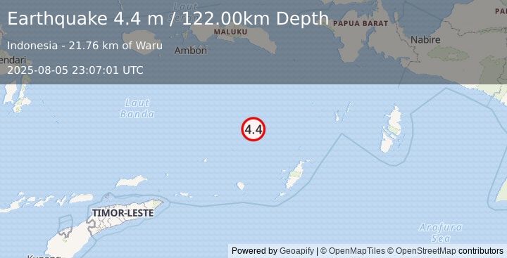 Earthquake BANDA SEA (4.4 m) (2025-08-05 23:07:01 UTC)