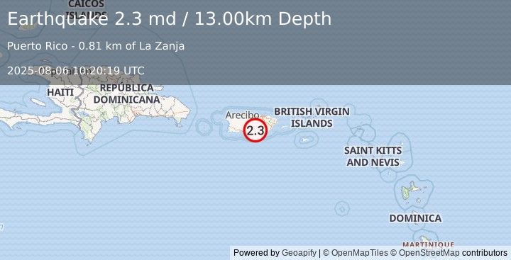Earthquake PUERTO RICO (2.3 md) (2025-08-06 10:20:19 UTC)