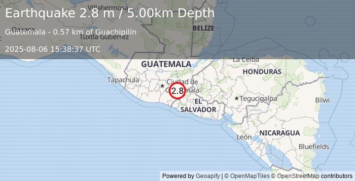 Earthquake GUATEMALA (2.8 m) (2025-08-06 15:38:36 UTC)