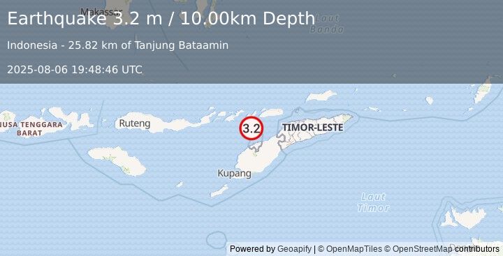 Earthquake KEPULAUAN ALOR, INDONESIA (3.2 m) (2025-08-06 19:48:46 UTC)