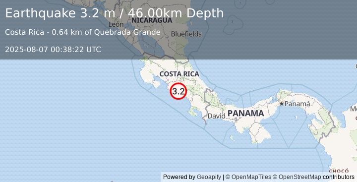 Earthquake COSTA RICA (3.2 m) (2025-08-07 00:38:22 UTC)