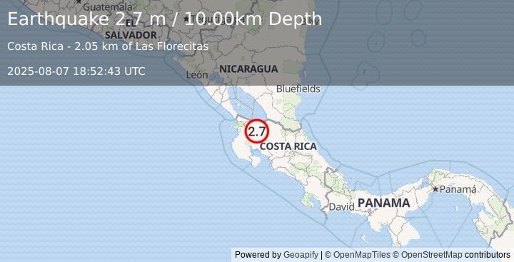 Earthquake COSTA RICA (2.7 m) (2025-08-07 18:52:43 UTC)