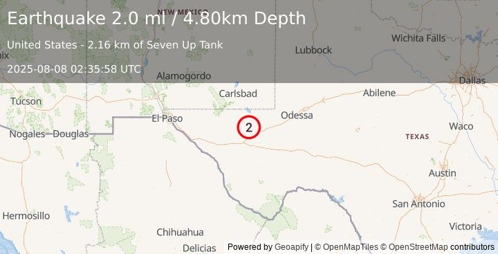 Earthquake WESTERN TEXAS (2.0 ml) (2025-08-08 02:35:58 UTC)