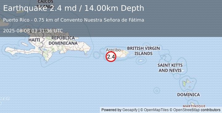 Earthquake PUERTO RICO (2.4 md) (2025-08-08 03:31:36 UTC)