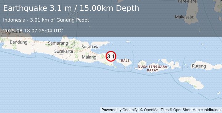 Earthquake BALI SEA (3.1 m) (2025-08-18 07:25:04 UTC)