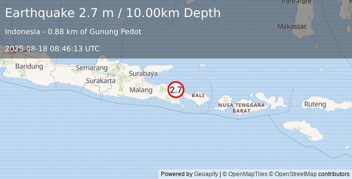 Earthquake BALI SEA (2.7 m) (2025-08-18 08:46:13 UTC)