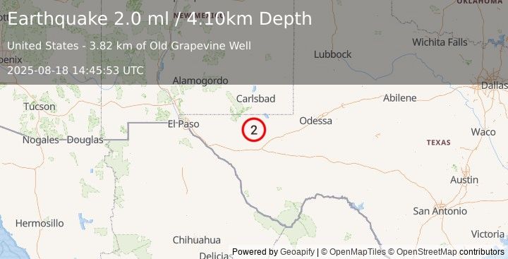 Earthquake WESTERN TEXAS (2.0 ml) (2025-08-18 14:45:53 UTC)