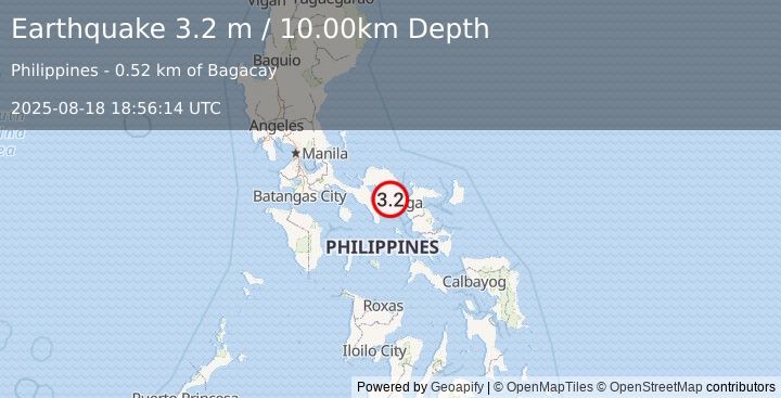 Earthquake LUZON, PHILIPPINES (3.2 m) (2025-08-18 18:56:14 UTC)