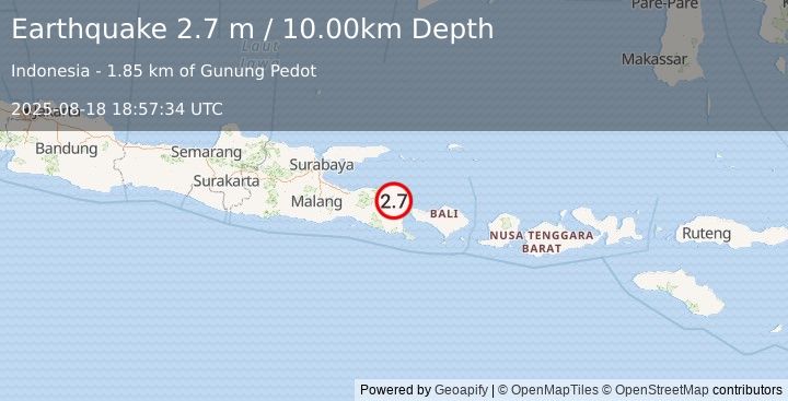 Earthquake BALI SEA (2.7 m) (2025-08-18 18:57:34 UTC)