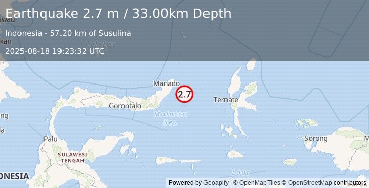 Earthquake MOLUCCA SEA (2.7 m) (2025-08-18 19:23:32 UTC)