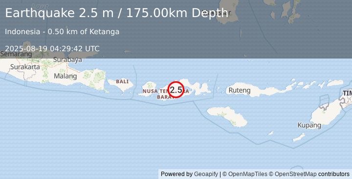 Earthquake SUMBAWA REGION, INDONESIA (2.5 m) (2025-08-19 04:29:42 UTC)