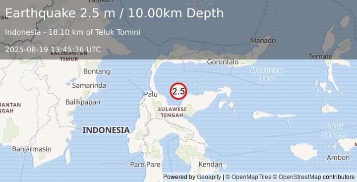 Earthquake SULAWESI, INDONESIA (2.5 m) (2025-08-19 13:45:36 UTC)