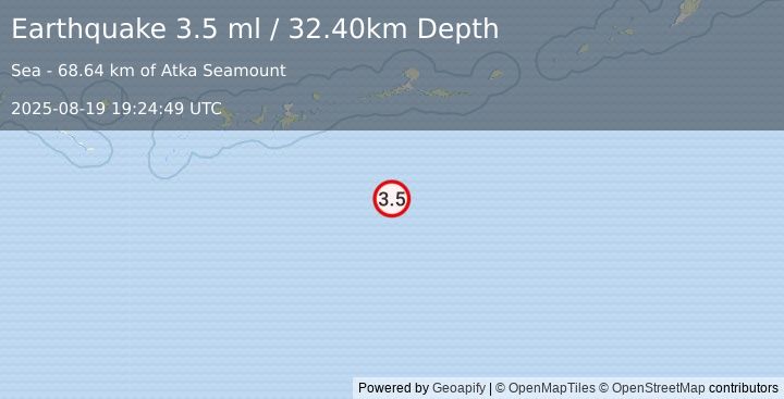Earthquake ANDREANOF ISLANDS, ALEUTIAN IS. (3.5 ml) (2025-08-19 19:25:04 UTC)