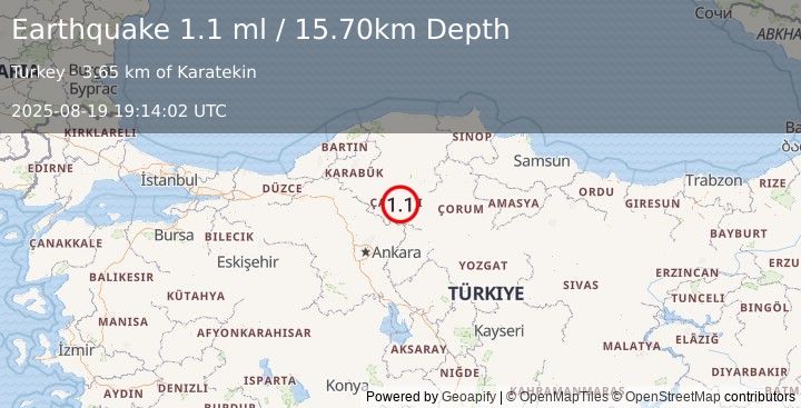 Earthquake CENTRAL TURKEY (1.1 ml) (2025-08-19 19:14:02 UTC)