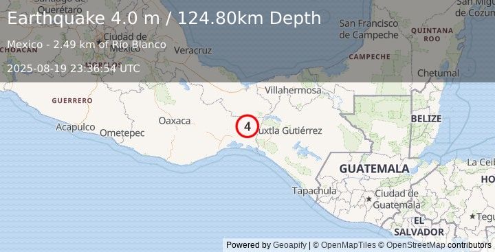 Earthquake OAXACA, MEXICO (4.0 m) (2025-08-19 23:36:54 UTC)