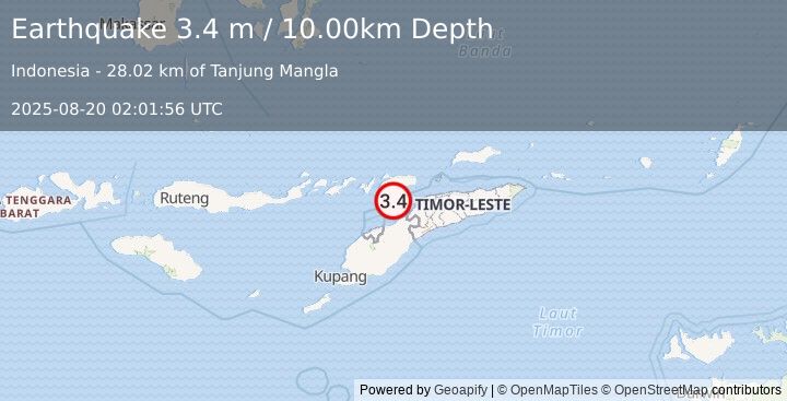 Earthquake KEPULAUAN ALOR, INDONESIA (3.4 m) (2025-08-20 02:01:56 UTC)