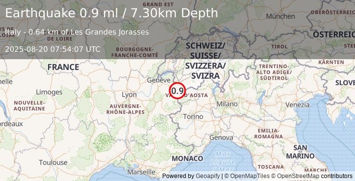 Earthquake FRANCE (0.9 ml) (2025-08-20 07:54:07 UTC)