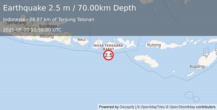 Earthquake SUMBAWA REGION, INDONESIA (2.5 m) (2025-08-20 10:56:00 UTC)