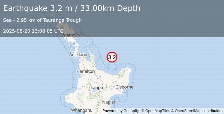 Earthquake OFF E. COAST OF N. ISLAND, N.Z. (3.2 m) (2025-08-20 13:08:05 UTC)